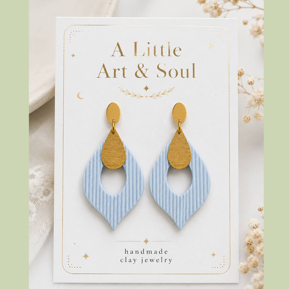Blue Skies Polymer Clay Earrings
