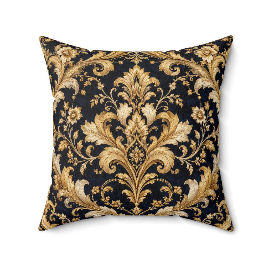Divine Night Gilded Damask Pillow