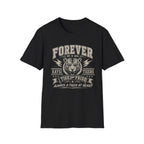 A  black short-sleeve graphic t-shirt. The shirt features a white distressed print of a tiger head and the text 'FOREVER HAYSI TIGERS EST 1954 TIGRE PRIDE ALWAYS A TIGER AT HEART'.
