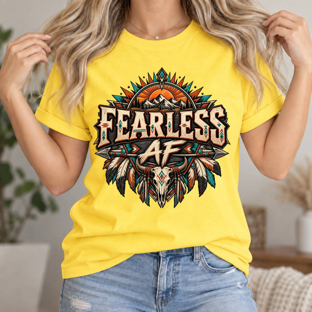 Fearless AF Graphic T-Shirt — Bold Western Skull Design