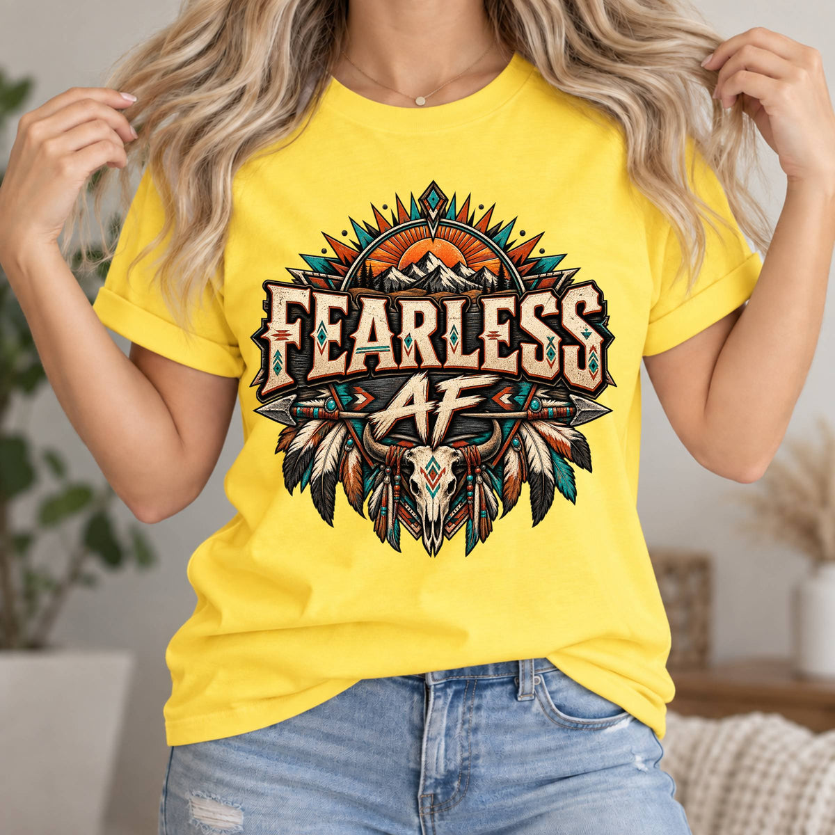 Fearless AF Graphic T-Shirt — Bold Western Skull Design