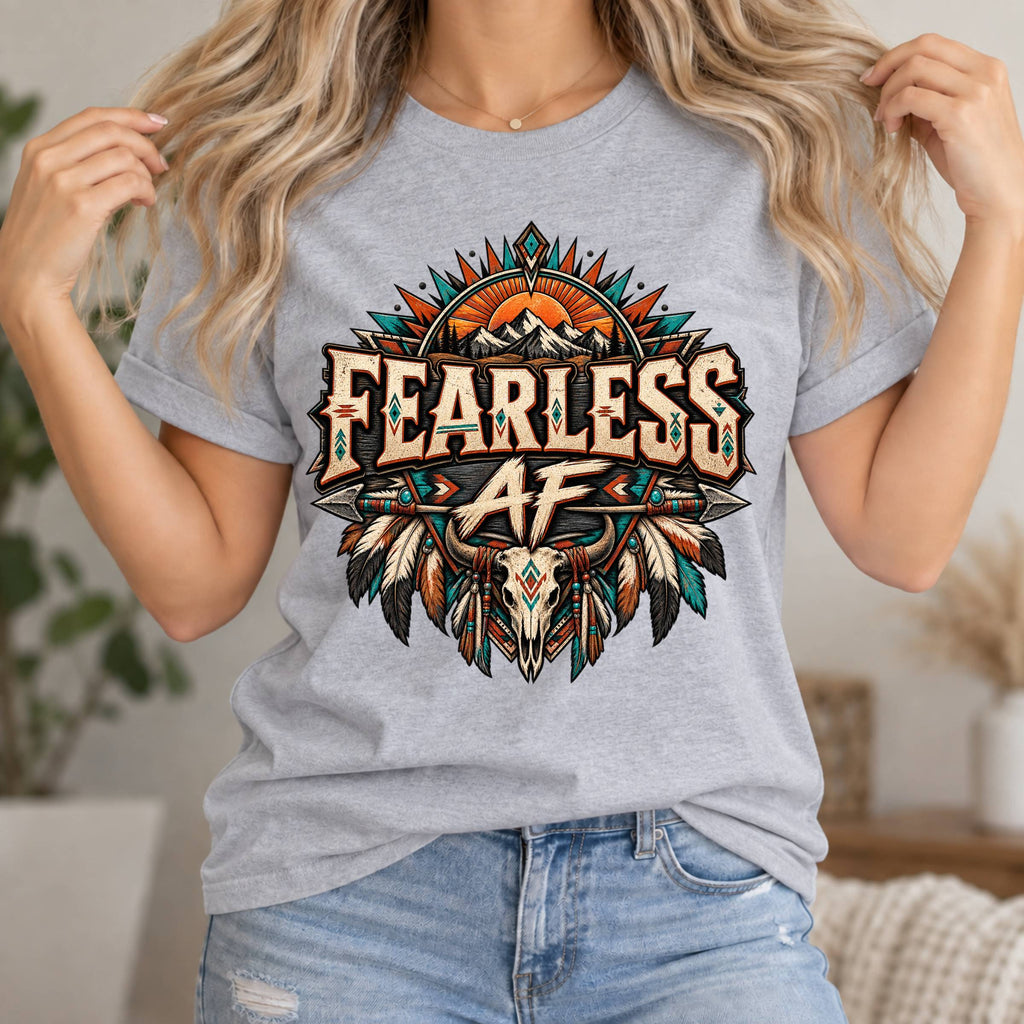 Fearless AF Graphic T-Shirt — Bold Western Skull Design