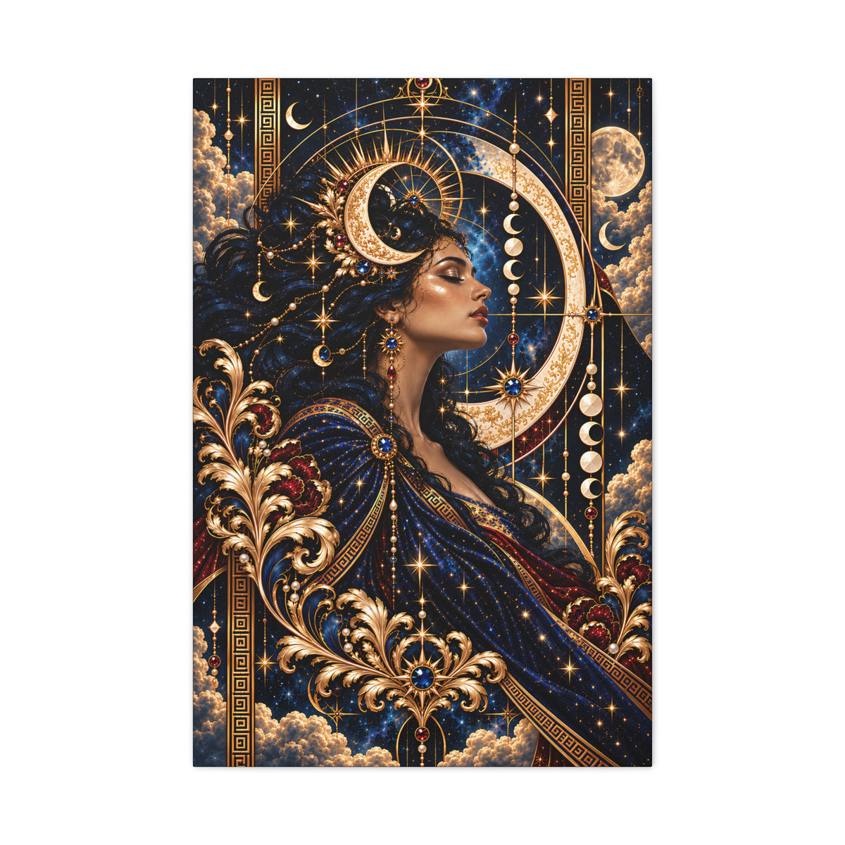 NYX Celestial Goddess Canvas Print – Luxury Moonlit Mythology Wall Art