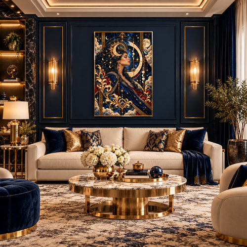 NYX Celestial Goddess Canvas Print – Luxury Moonlit Mythology Wall Art