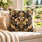 Divine Night Gilded Damask Pillow