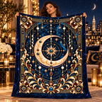 NYX Celestial Plush Blanket – Luxury Moon, Stars & Gold Throw