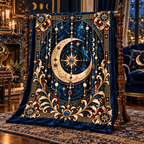 NYX Celestial Plush Blanket – Luxury Moon, Stars & Gold Throw