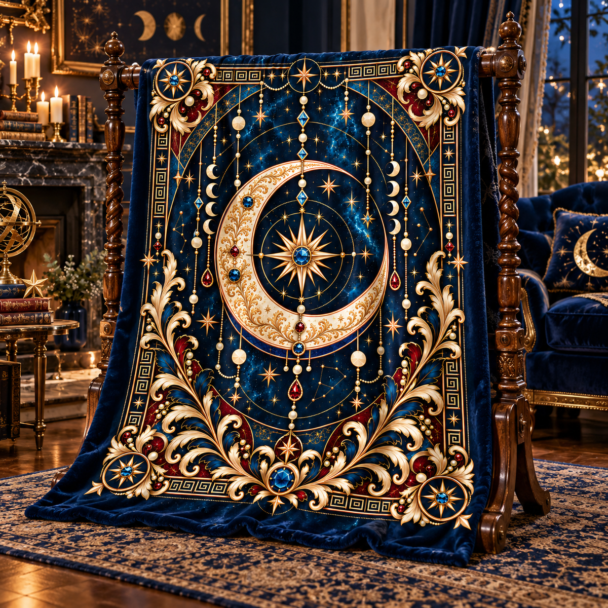 NYX Celestial Plush Blanket – Luxury Moon, Stars & Gold Throw