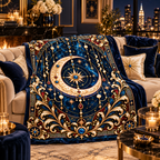 NYX Celestial Plush Blanket – Luxury Moon, Stars & Gold Throw